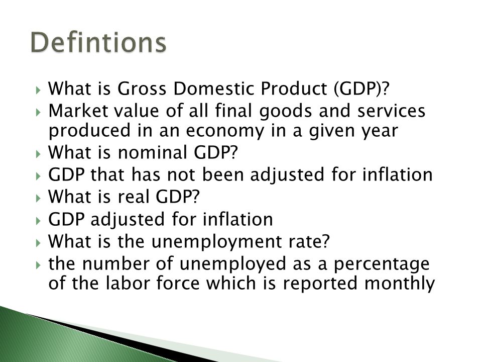  What is Gross Domestic Product (GDP).