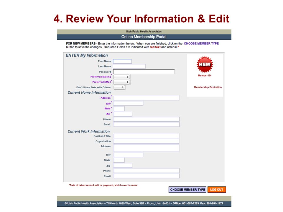 4. Review Your Information & Edit