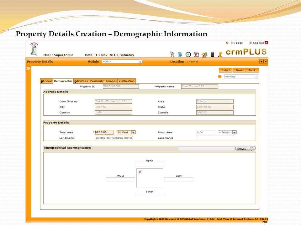 Property Details Creation – Demographic Information