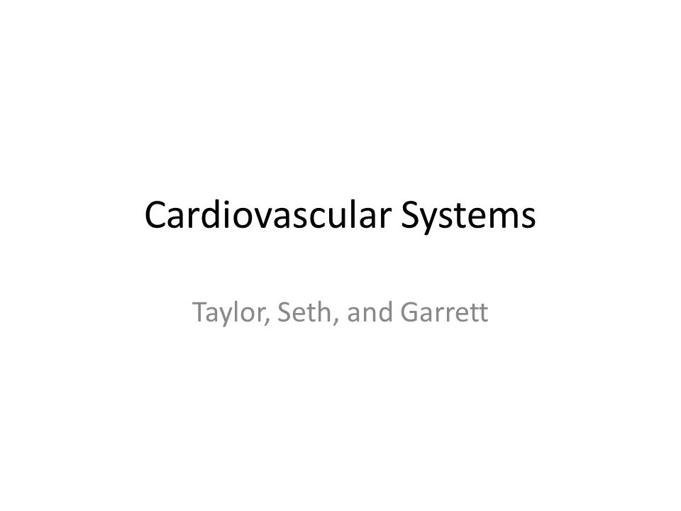 Cardiovascular Systems Taylor, Seth, and Garrett