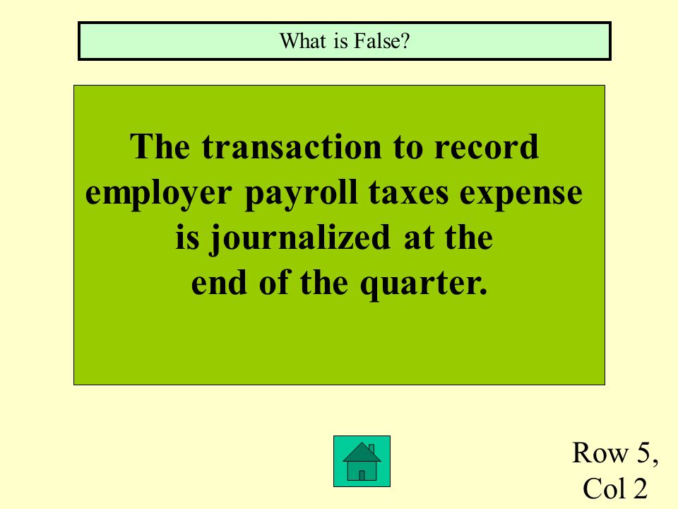 Row 5, Col 1 Each employer who withholds income tax and social security and Medicare tax from employee salaries must furnish each employee with a quarterly statement.