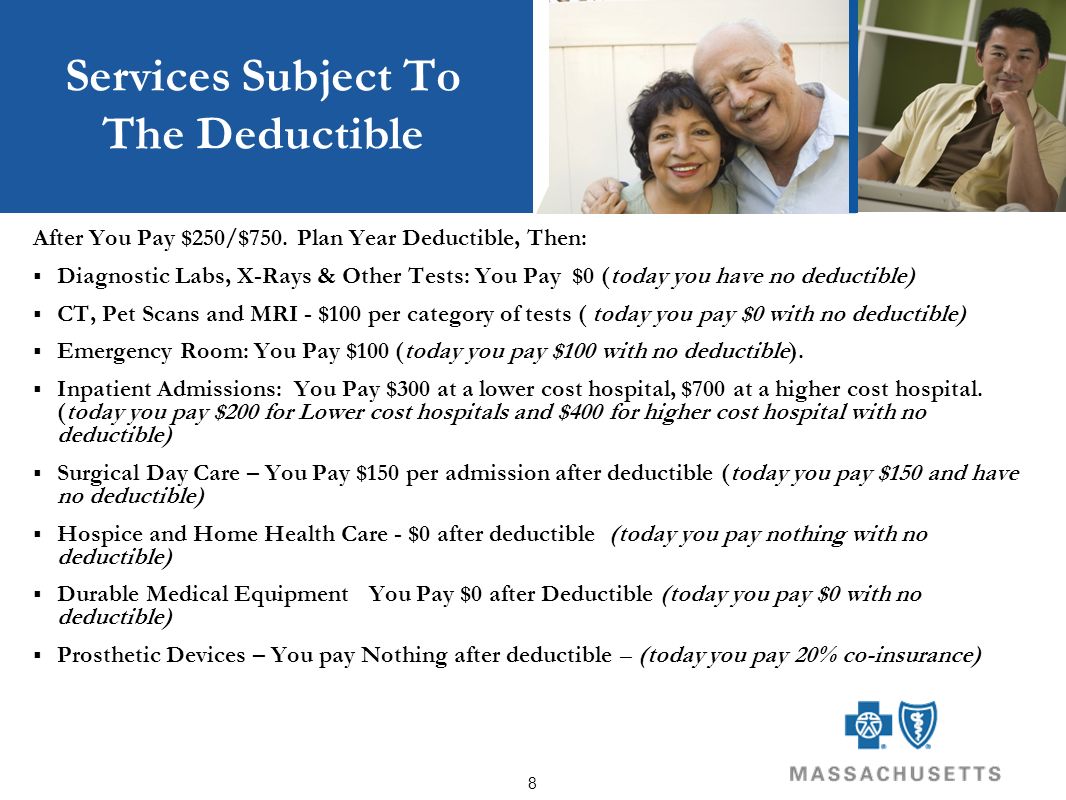 8 Services Subject To The Deductible After You Pay $250/$750.