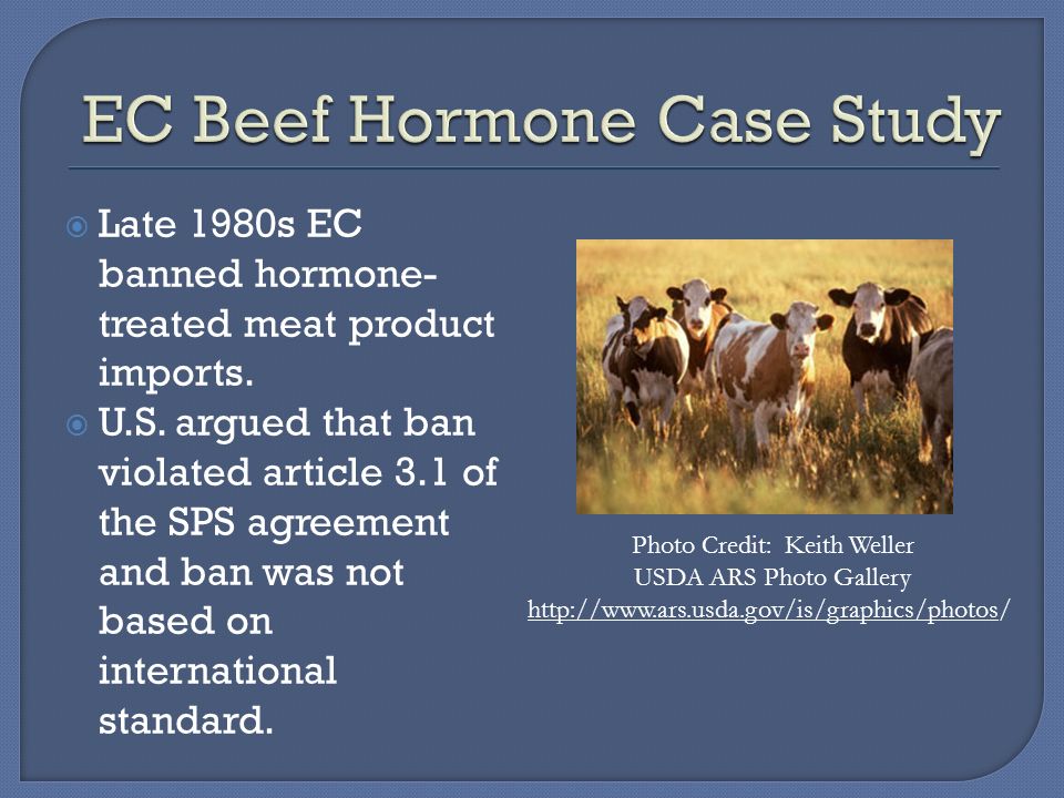 Late 1980s EC banned hormone- treated meat product imports.