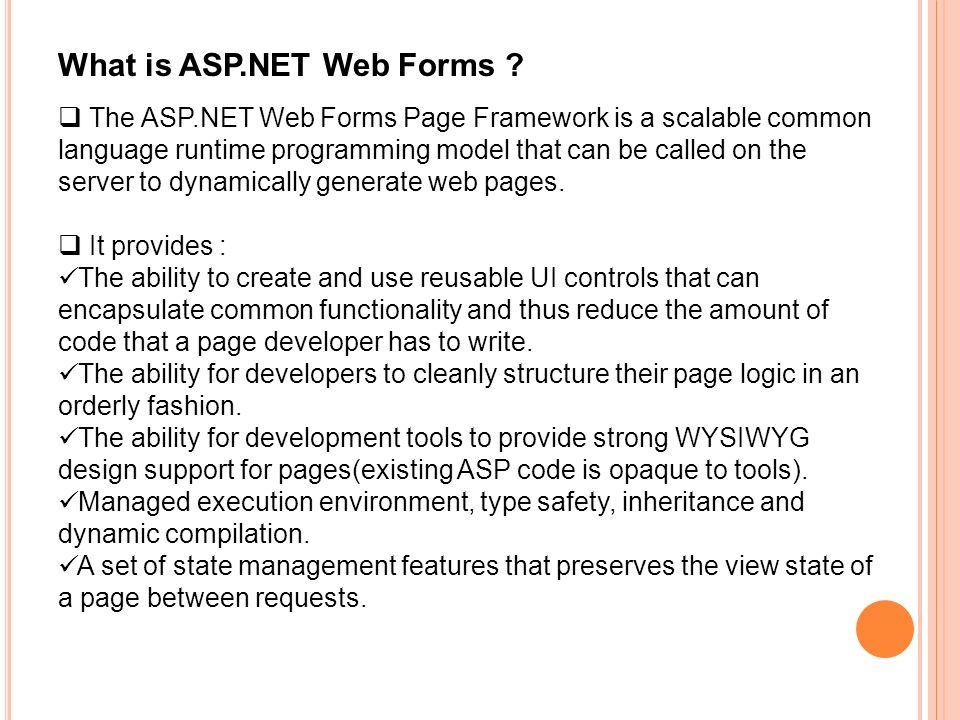 What is ASP.NET Web Forms .