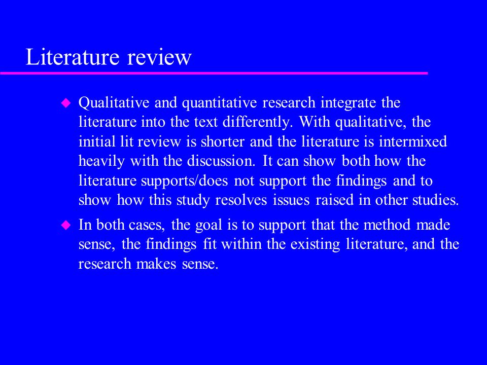 Literature Review For Qualitative Research