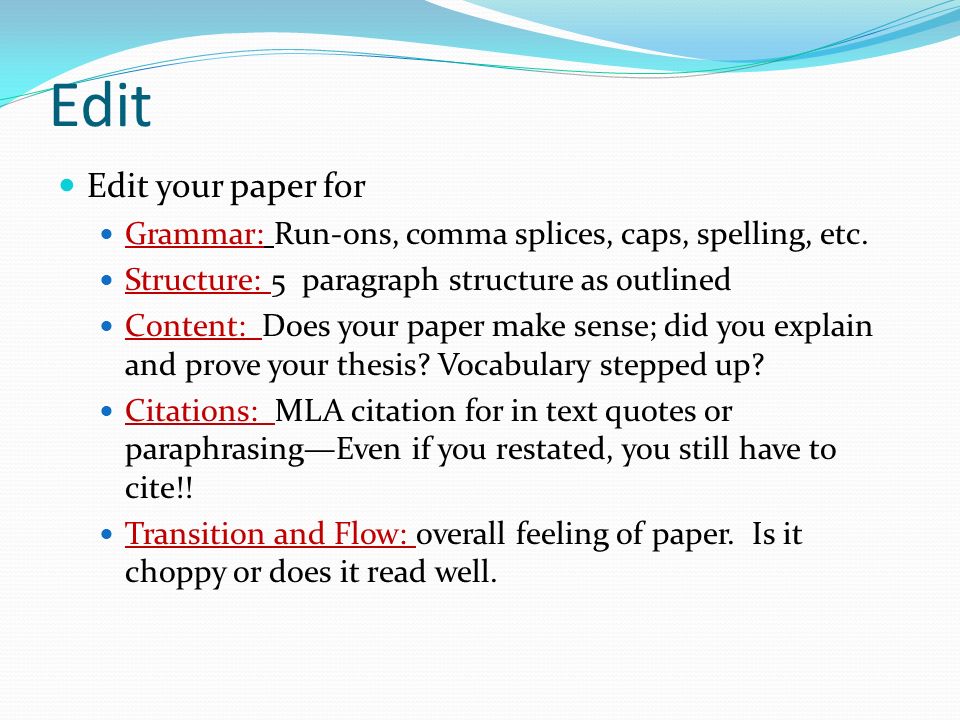 mla paragraph structure