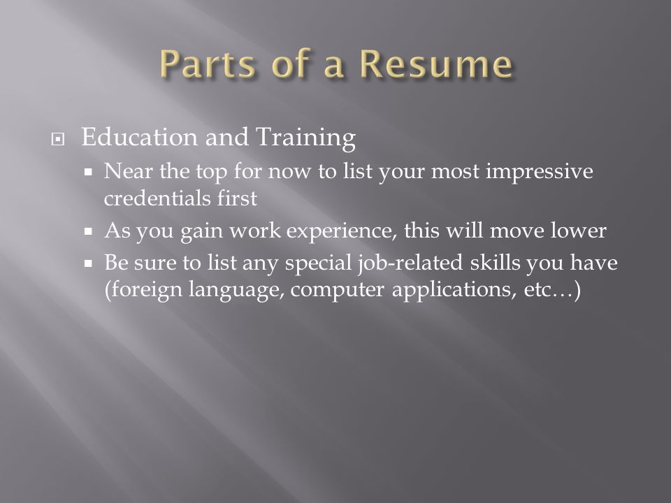 special job related skills