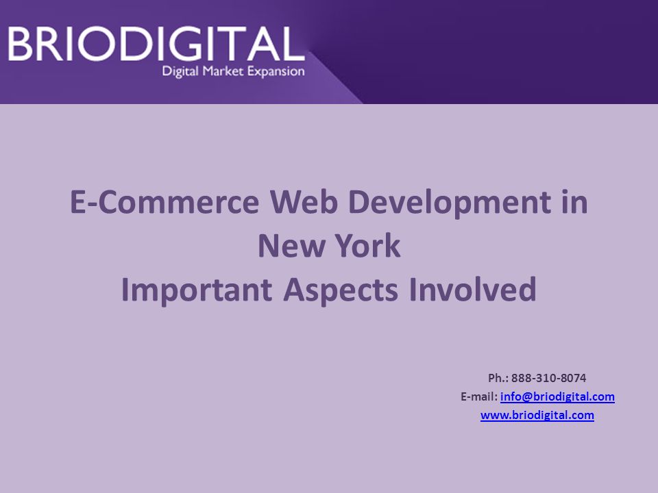 E-Commerce Web Development in New York Important Aspects Involved Ph.: