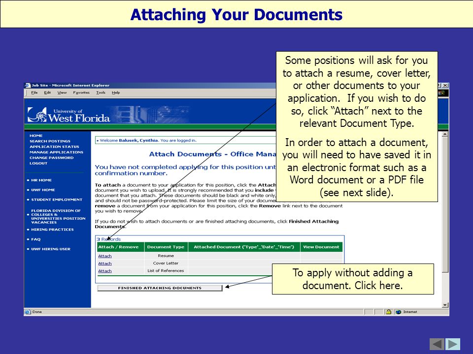 To apply without adding a document. Click here.