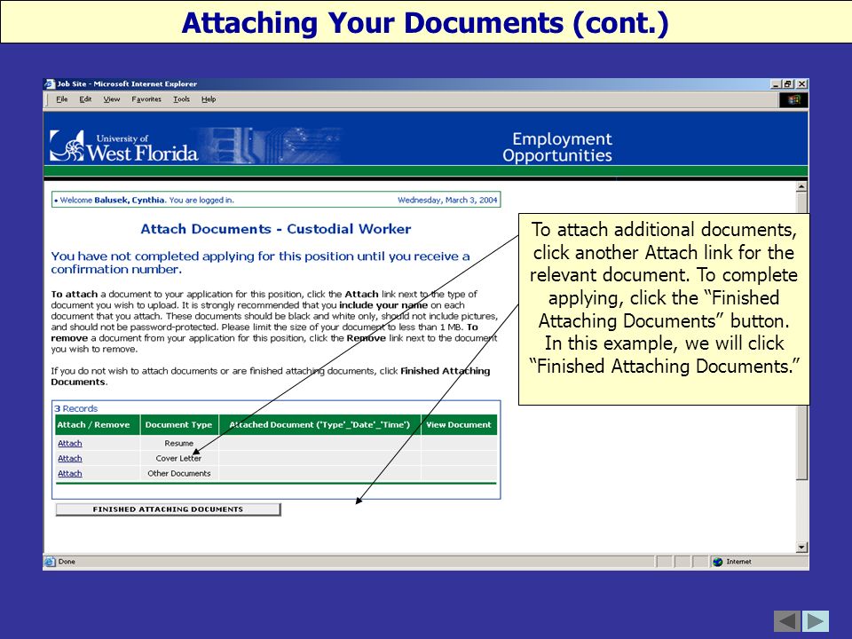 To attach additional documents, click another Attach link for the relevant document.