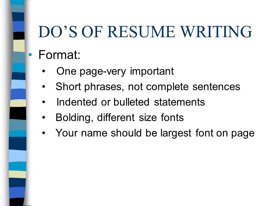 resume complete sentences