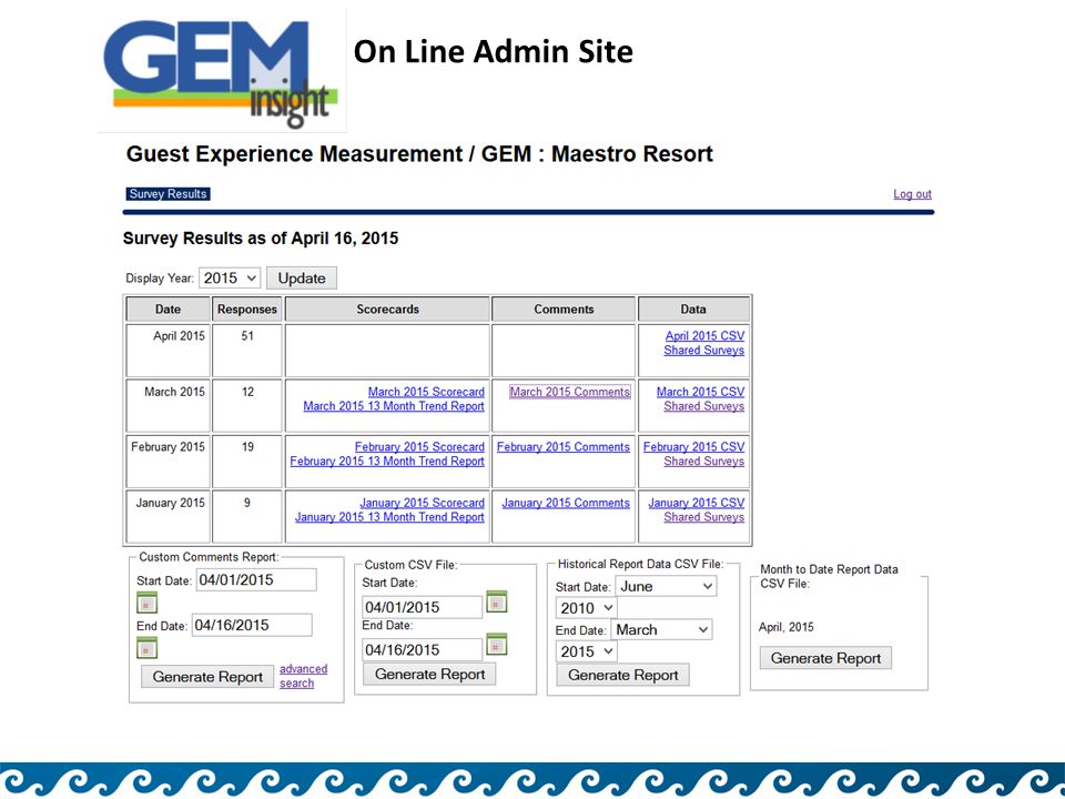 GEM Insight On Line Admin Site