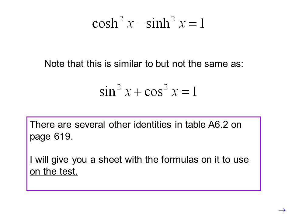 Note that this is similar to but not the same as: There are several other identities in table A6.2 on page 619.