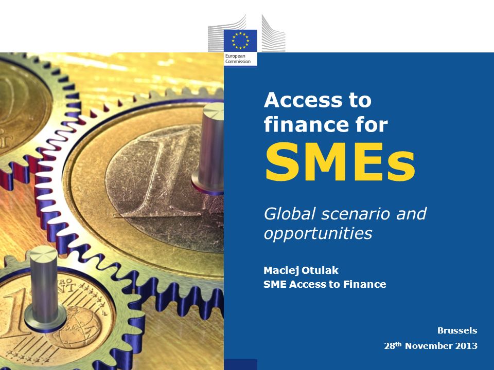 SMEs Global scenario and opportunities Maciej Otulak SME Access to Finance Brussels 28 th November 2013 Access to finance for