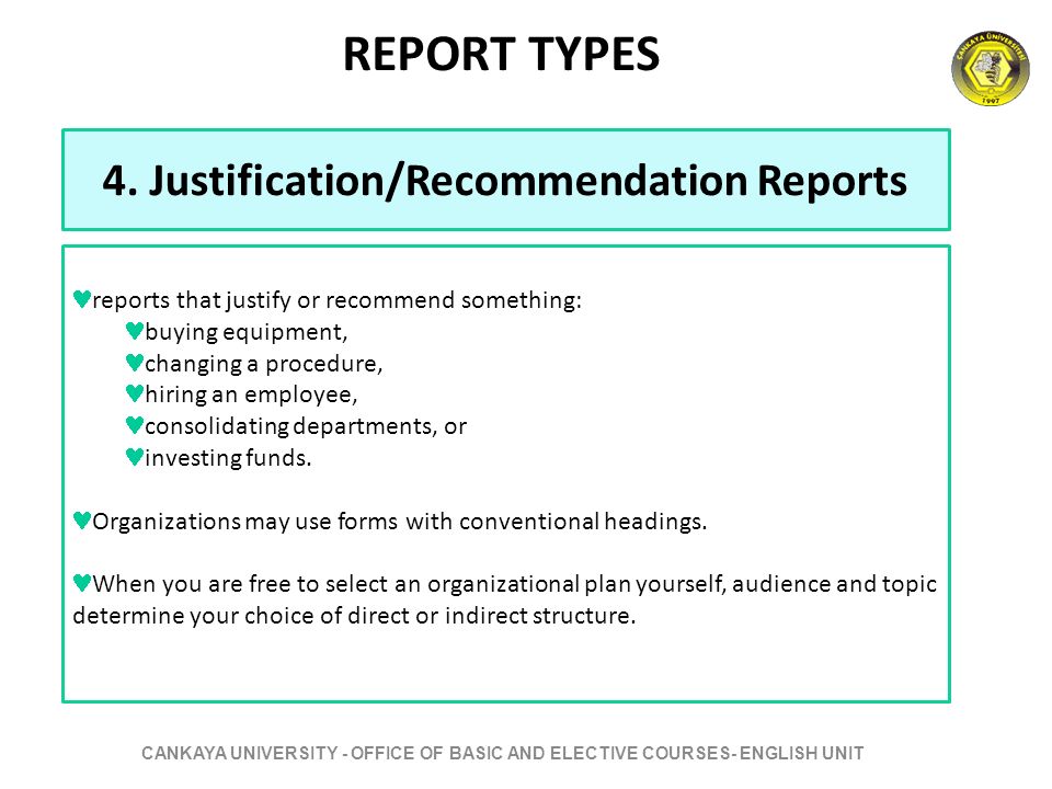 Justification report sample