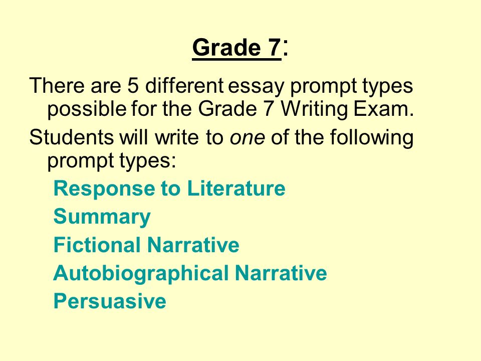 English essay topics for grade 7