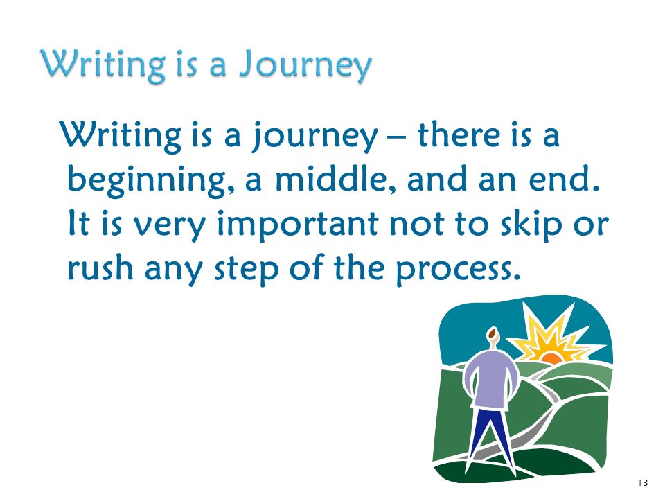 Writing is a journey – there is a beginning, a middle, and an end.