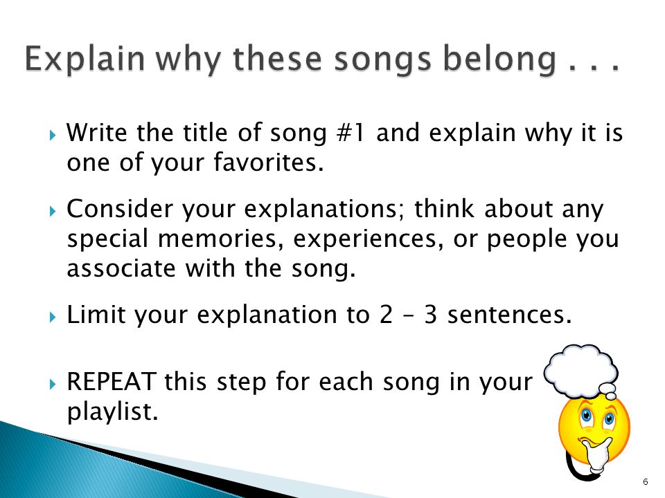  Write the title of song #1 and explain why it is one of your favorites.