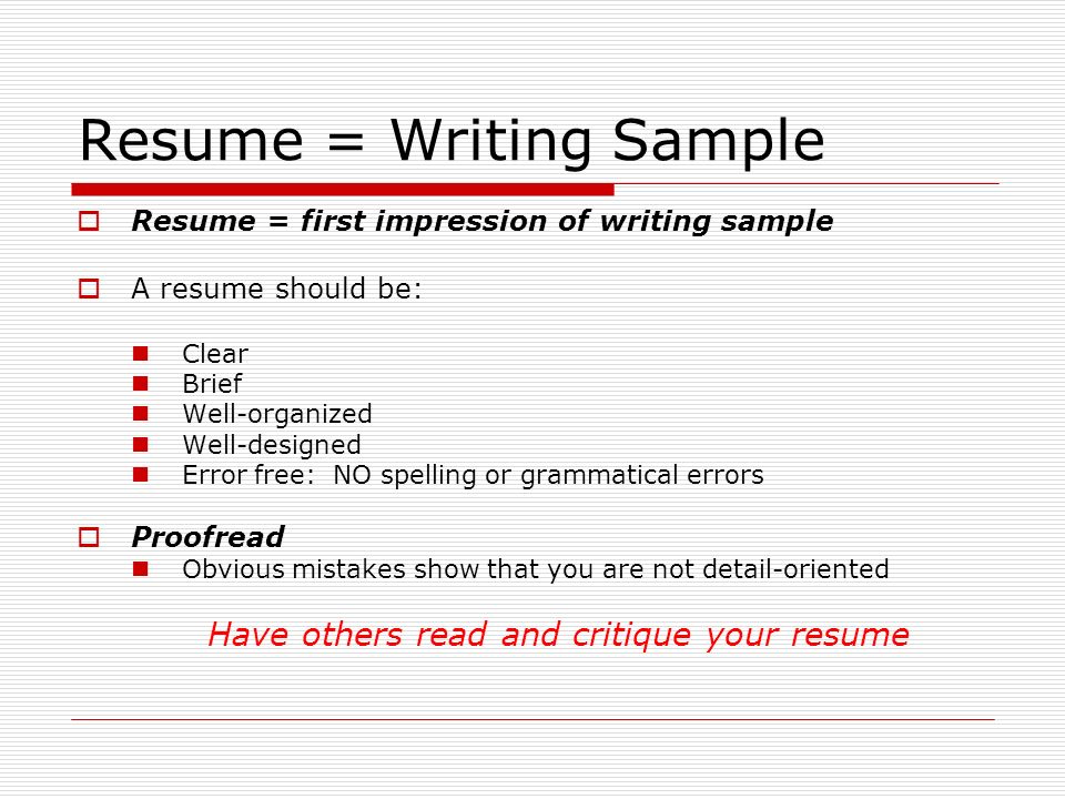 resume writing sample