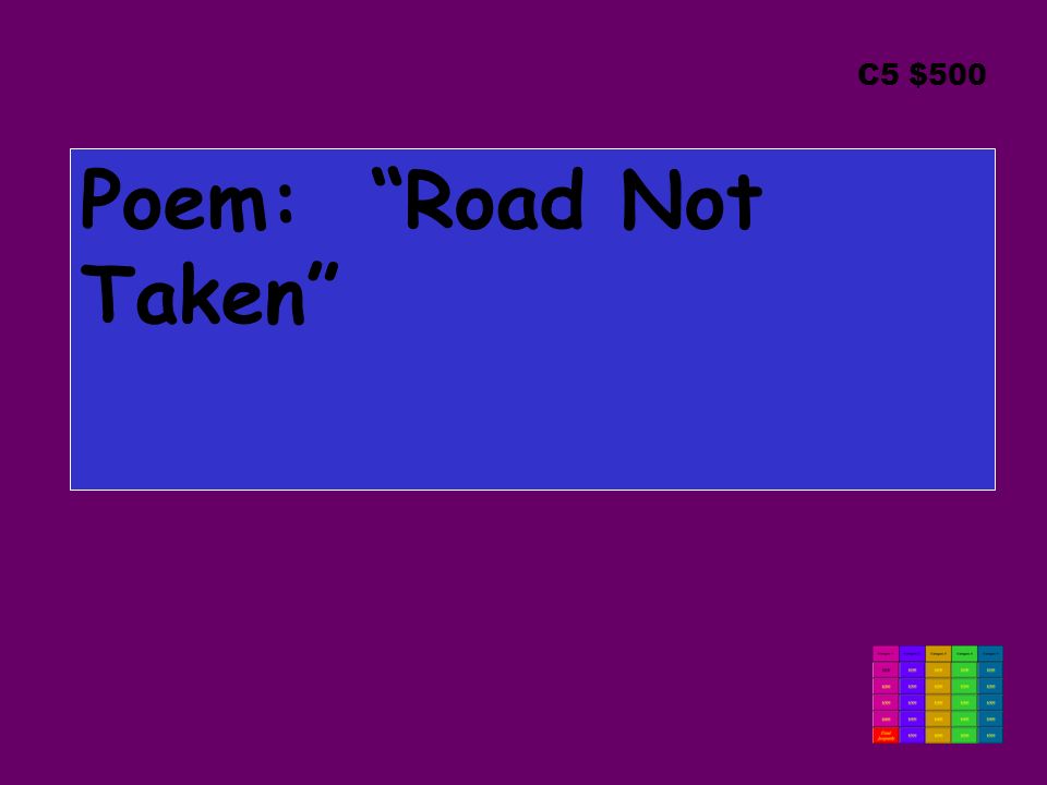 C5 $500 Poem: Road Not Taken