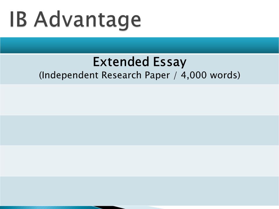 Extended Essay (Independent Research Paper / 4,000 words)