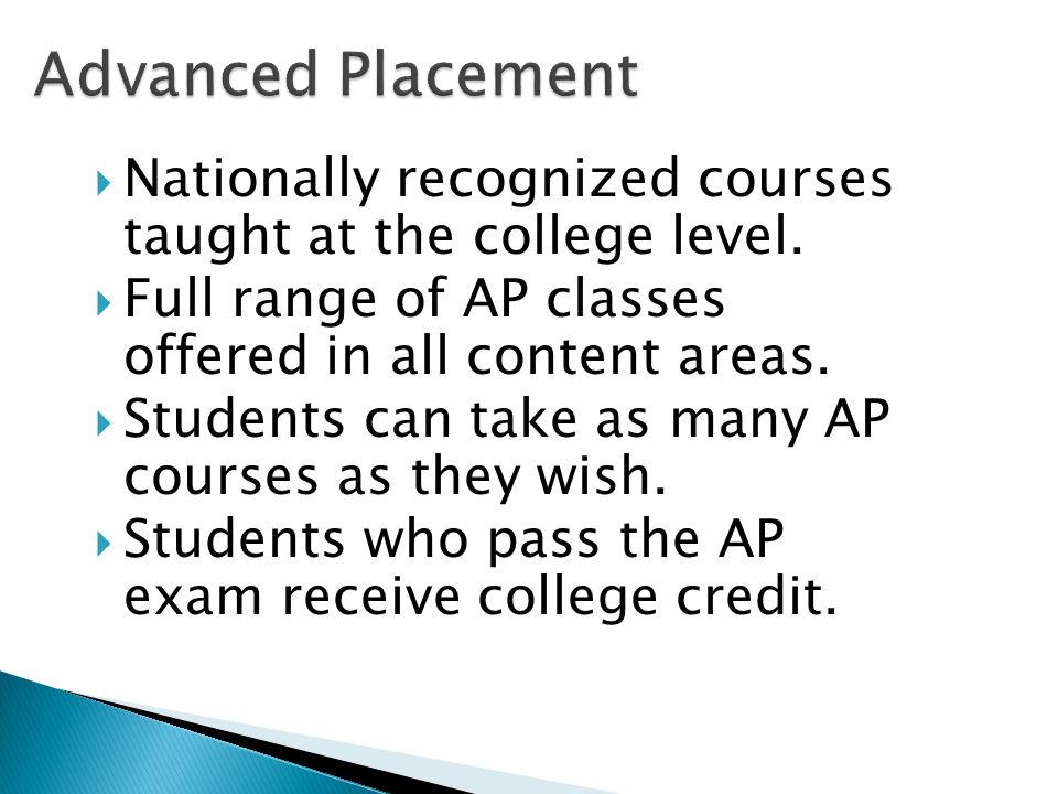  Nationally recognized courses taught at the college level.