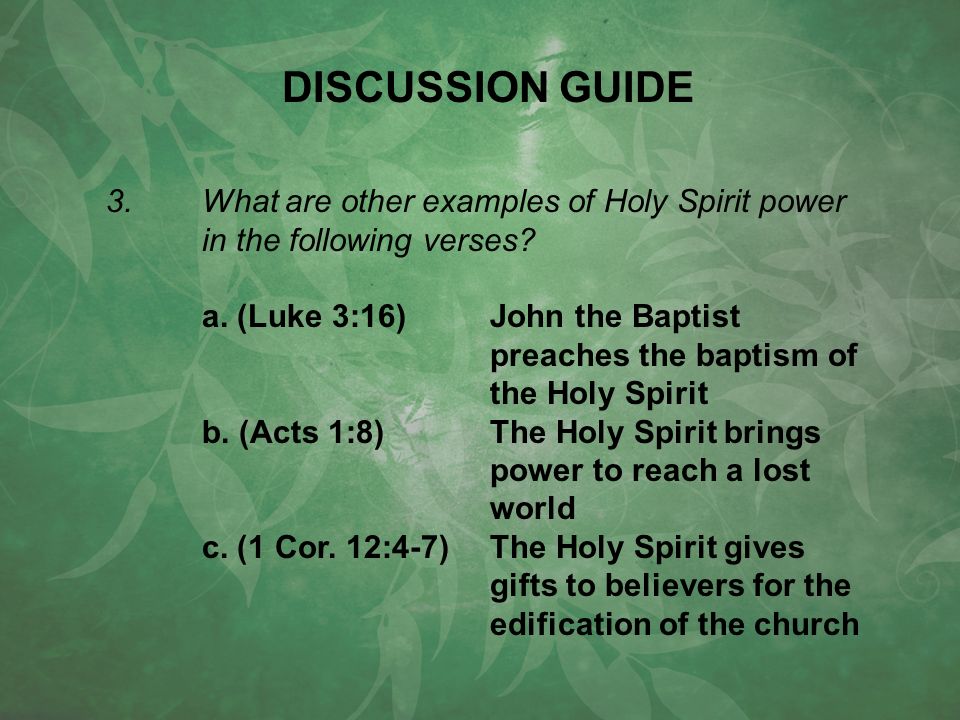 3.What are other examples of Holy Spirit power in the following verses.