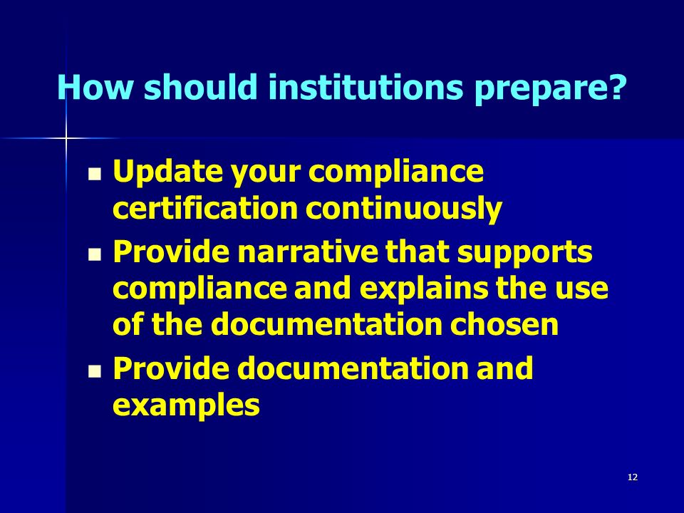 12 How should institutions prepare.