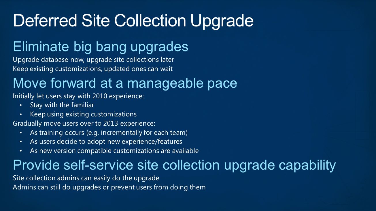Deferred Site Collection Upgrade