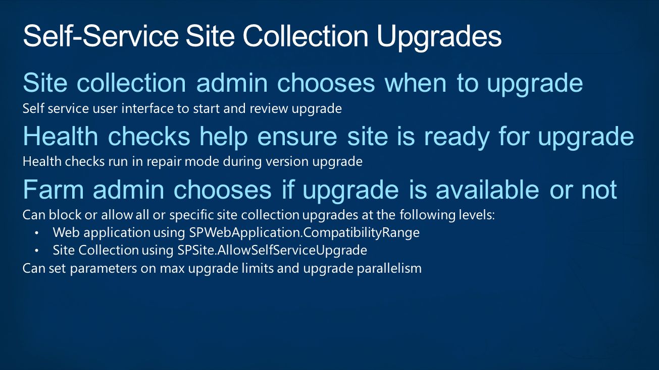 Self-Service Site Collection Upgrades