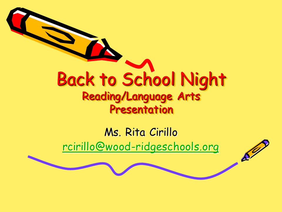Back to School Night Reading/Language Arts Presentation Ms.