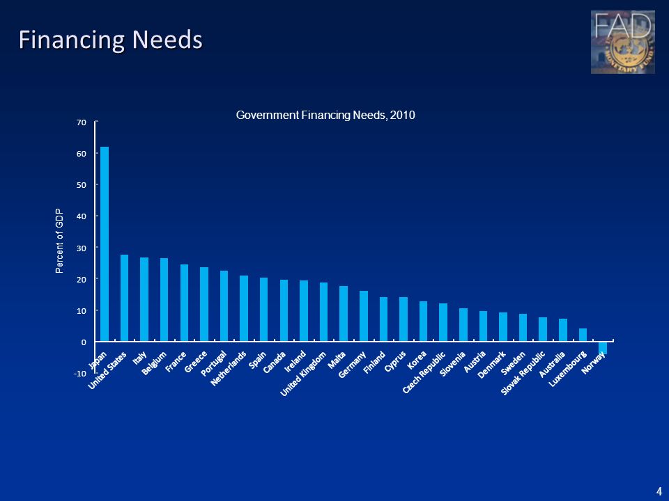 4 Financing Needs Government Financing Needs, 2010 Percent of GDP