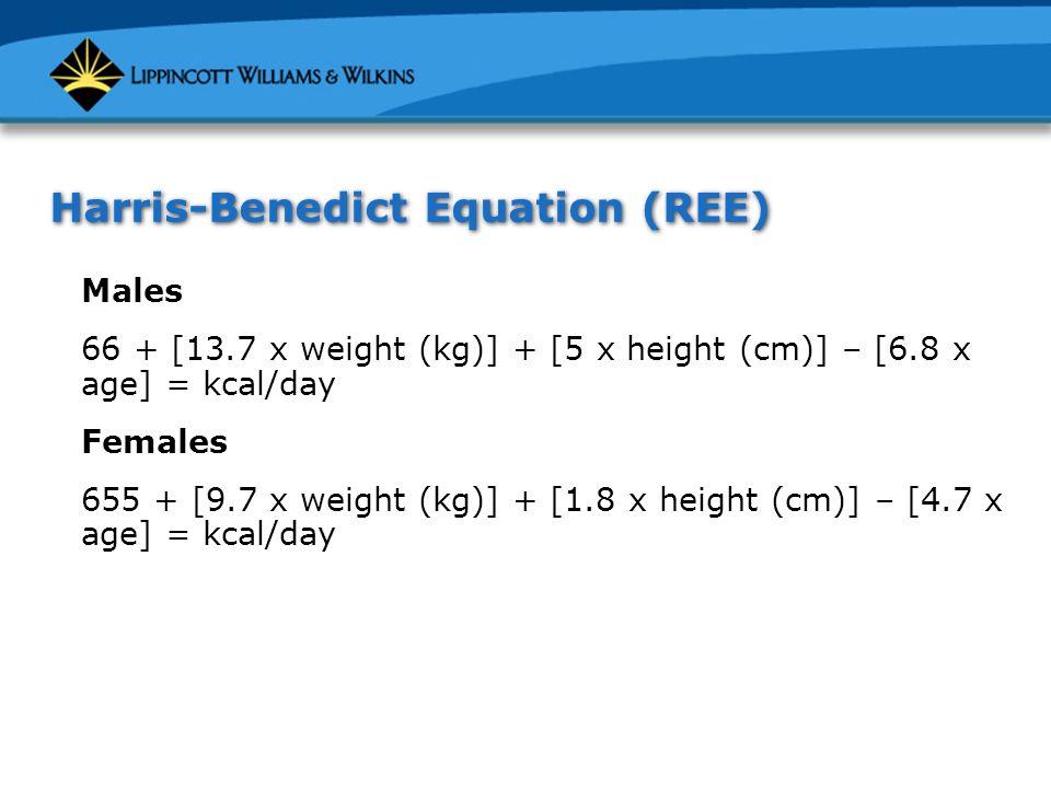 Harrison Benedict Equation Talkchannels Chapter 16 Nutrition And Hydration Components Of The Nutritional