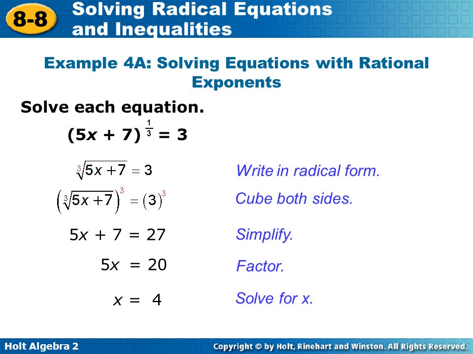 Solving Equations With Rational Exponents Tessshlo Solving Equations With Fraction Exponents Talkchannels