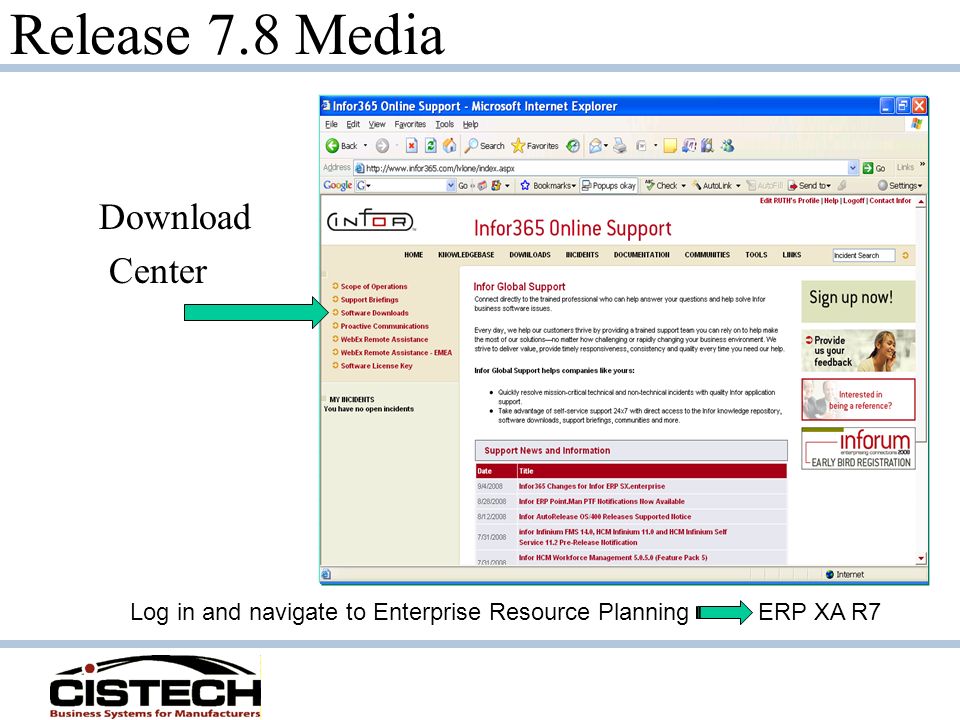 Release 7.8 Media Download Center Log in and navigate to Enterprise Resource Planning ERP XA R7