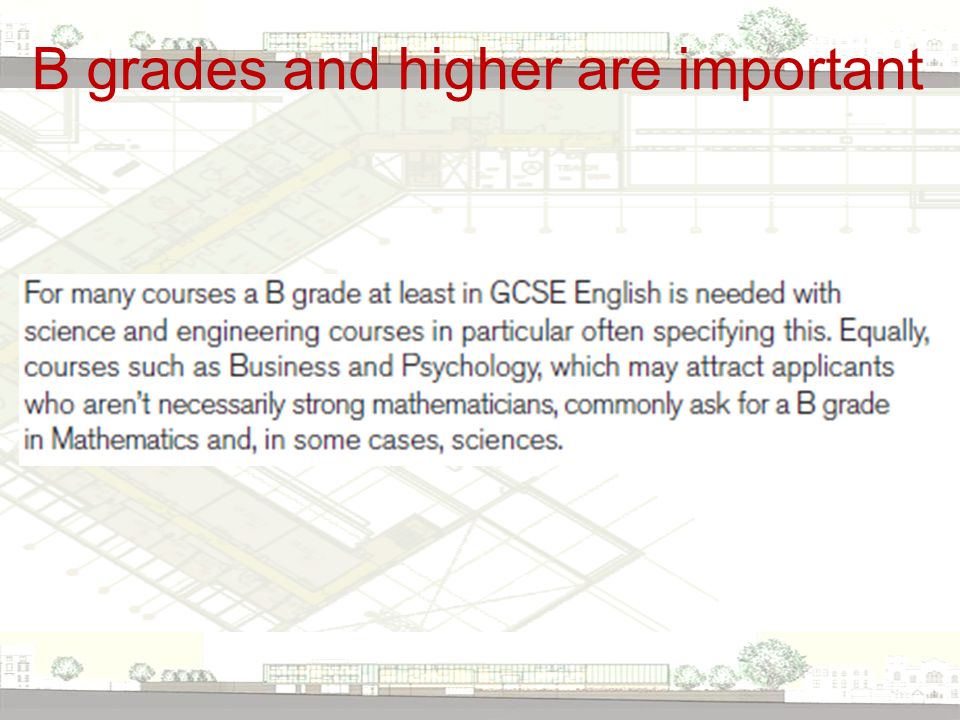 B grades and higher are important