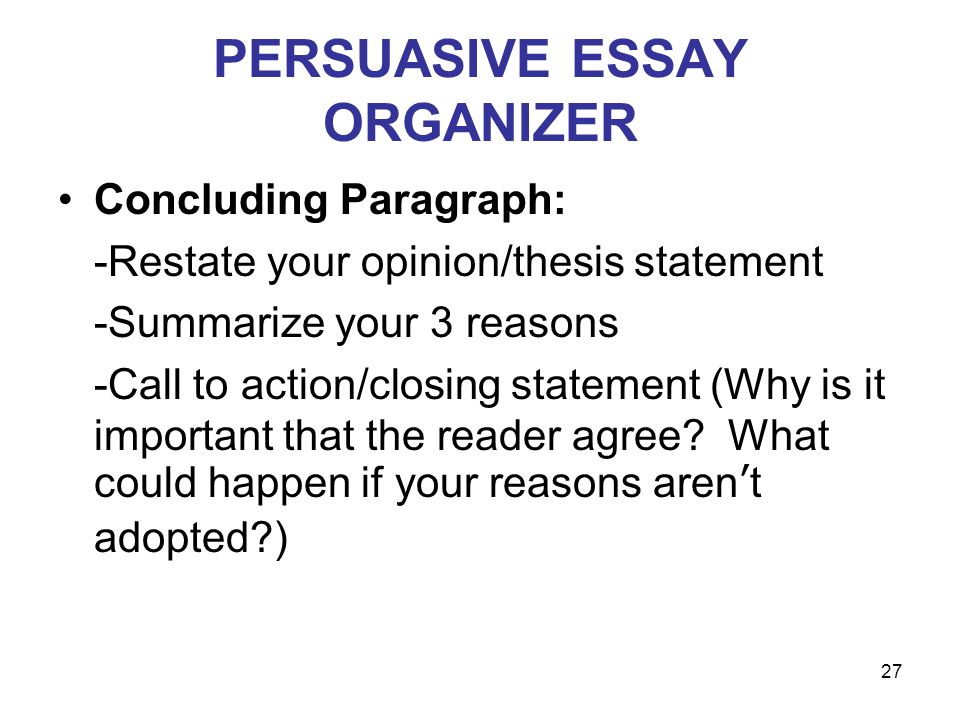 Persuasive Essay Conclusion Help