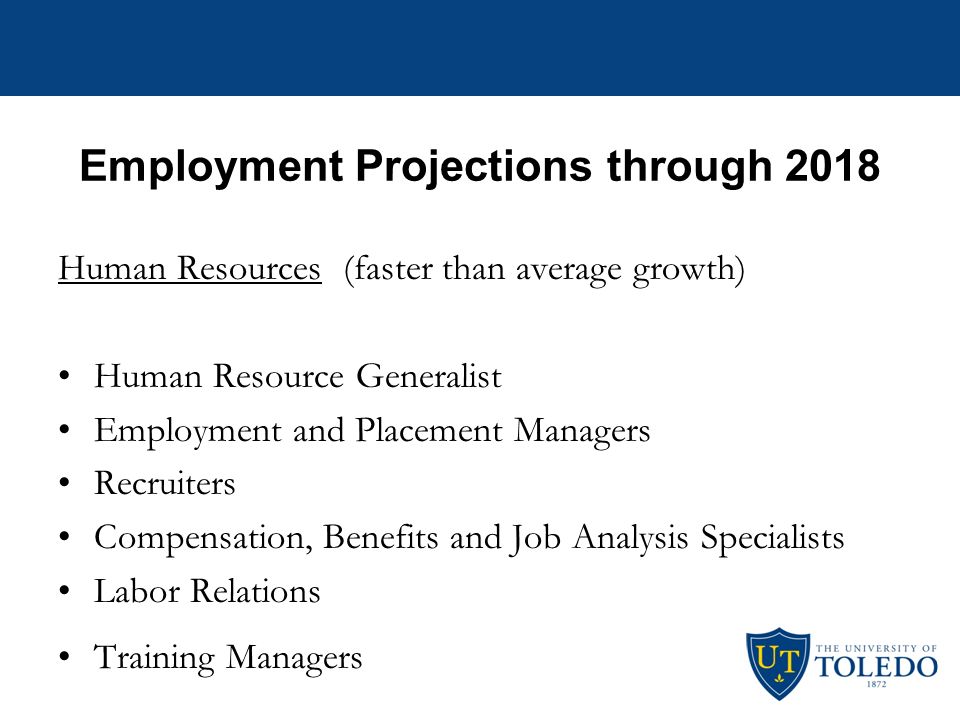 Employment Projections through 2018 Information Systems (faster than average growth) One of the top 10 fastest growing occupations Network and Computer System Administrator Database Administrator Computer Security Specialists Telecommunication Specialists Webmaster