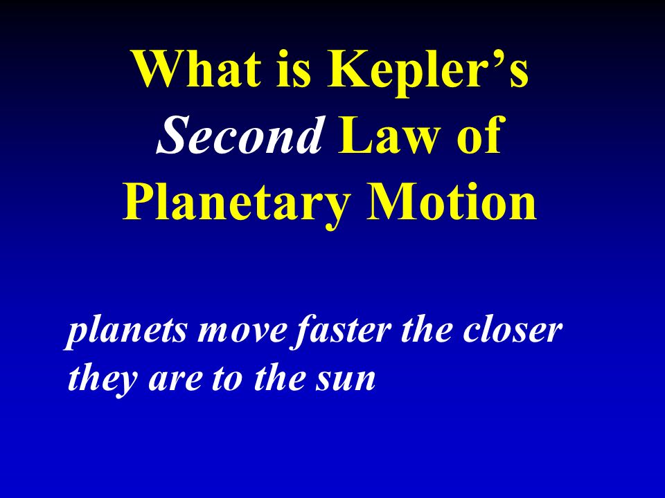 What is Kepler’s Second Law of Planetary Motion planets move faster the closer they are to the sun