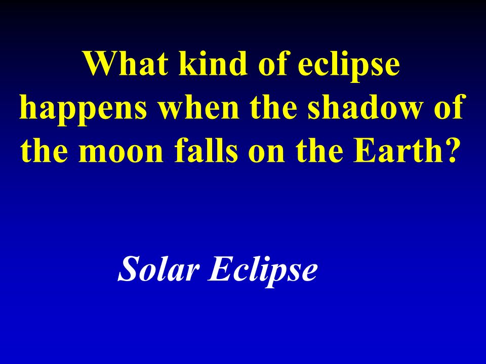 What kind of eclipse happens when the shadow of the moon falls on the Earth Solar Eclipse