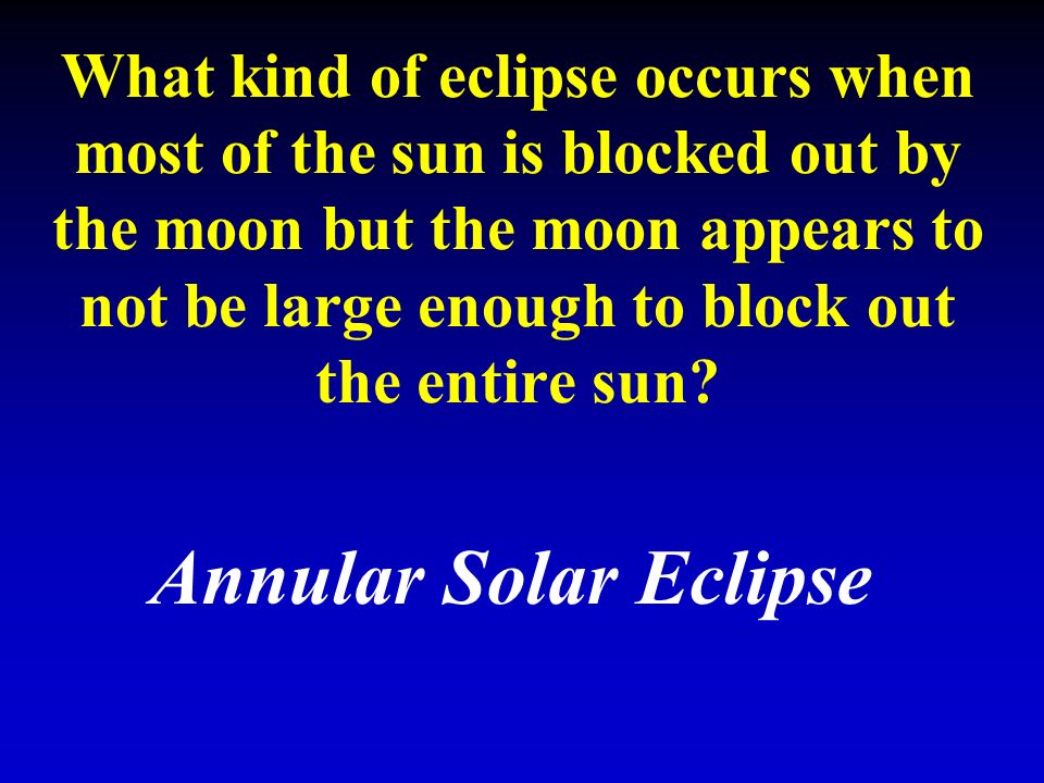 What kind of eclipse occurs when most of the sun is blocked out by the moon but the moon appears to not be large enough to block out the entire sun.