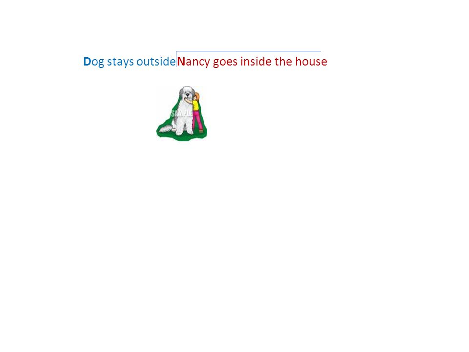 Nancy goes inside the houseDog stays outside