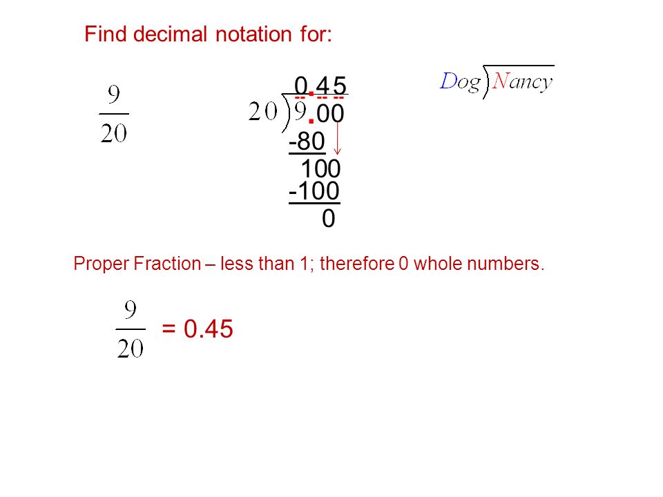 00. 0 Proper Fraction – less than 1; therefore 0 whole numbers.