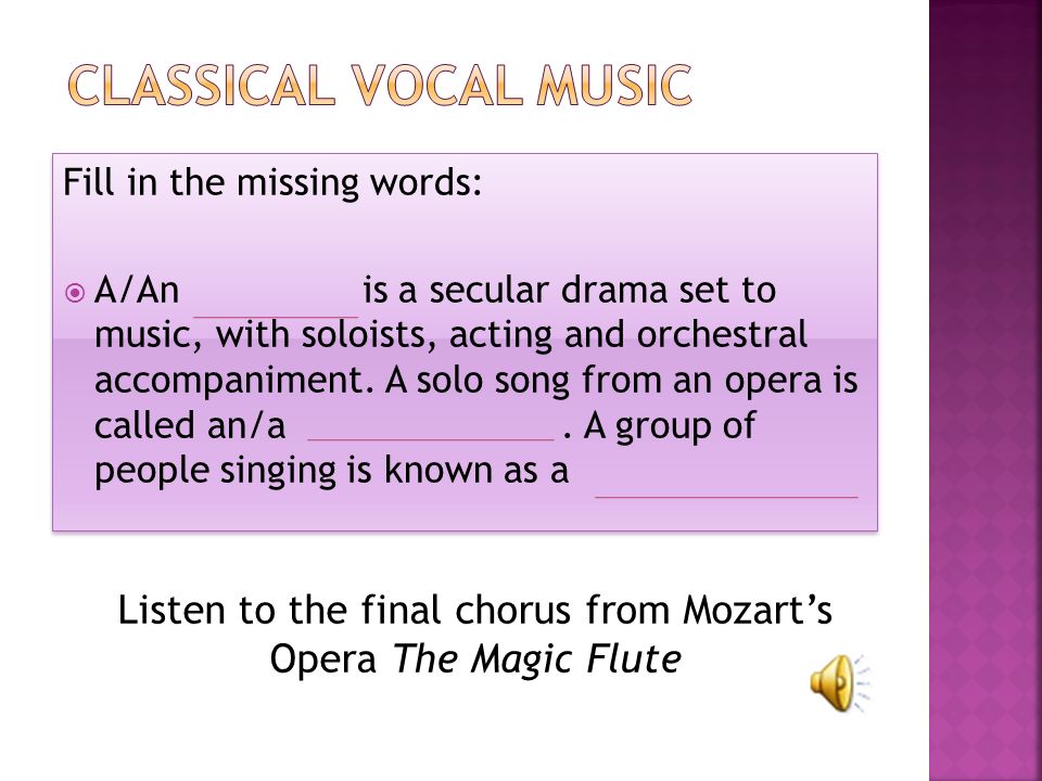 Fill in the missing words:  A/An is a secular drama set to music, with soloists, acting and orchestral accompaniment.