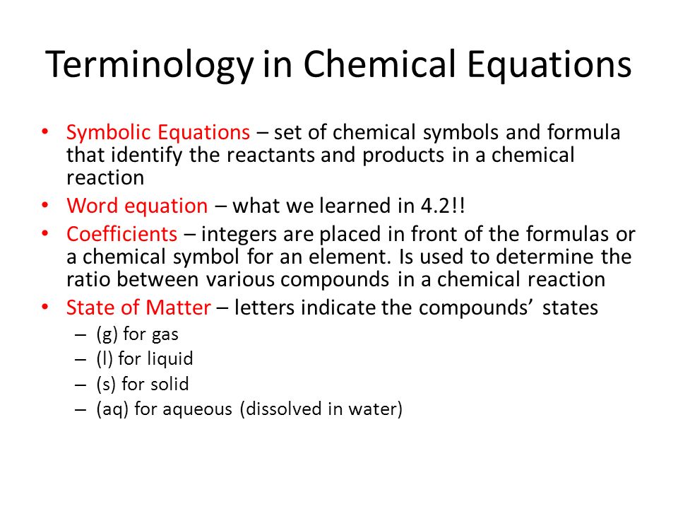 Equation For Chemical Reaction Talkchannels Chemical Equation Terminology In Equations