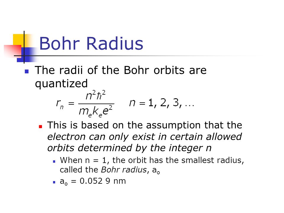 Chapter 28 Atomic Physics Importance Of Hydrogen Atom Is 22 Bohr Radius