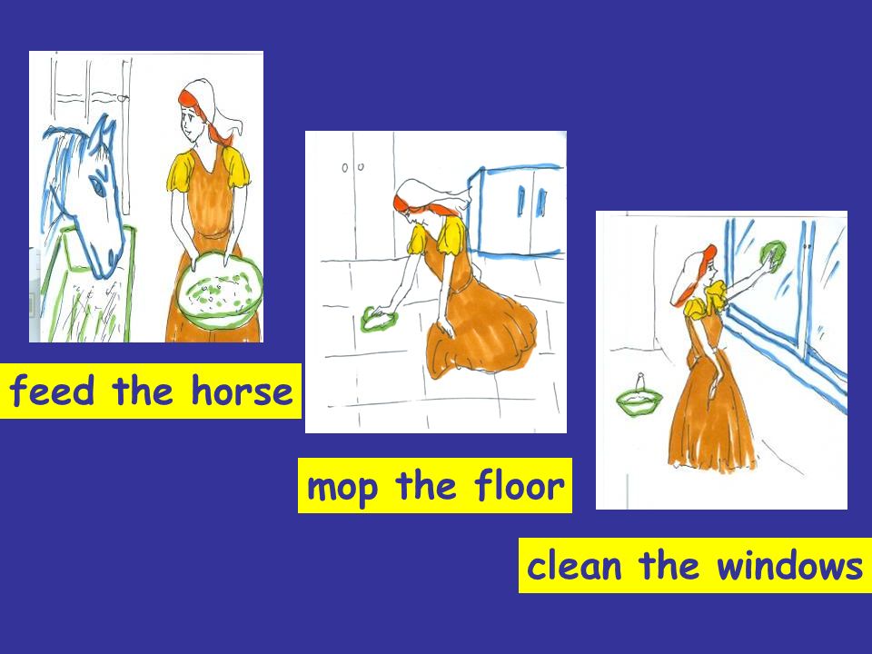 clean the windows mop the floor feed the horse