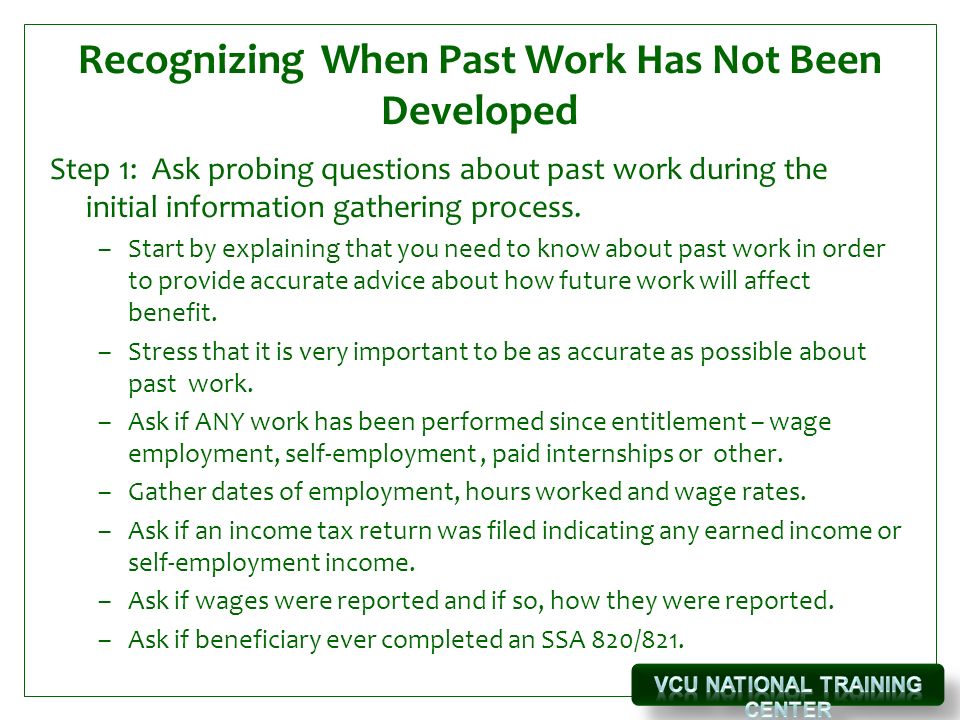 developing past work for title ii disability beneficiaries february ssa form 3033