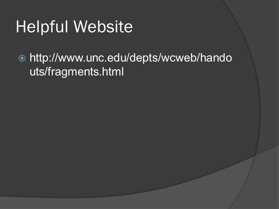 Helpful Website    uts/fragments.html