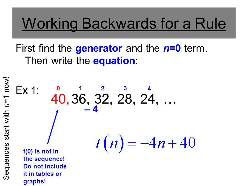 Arithmetic Sequences A Sequence Which Has Constant Difference First Find The Generator And N 0 Term